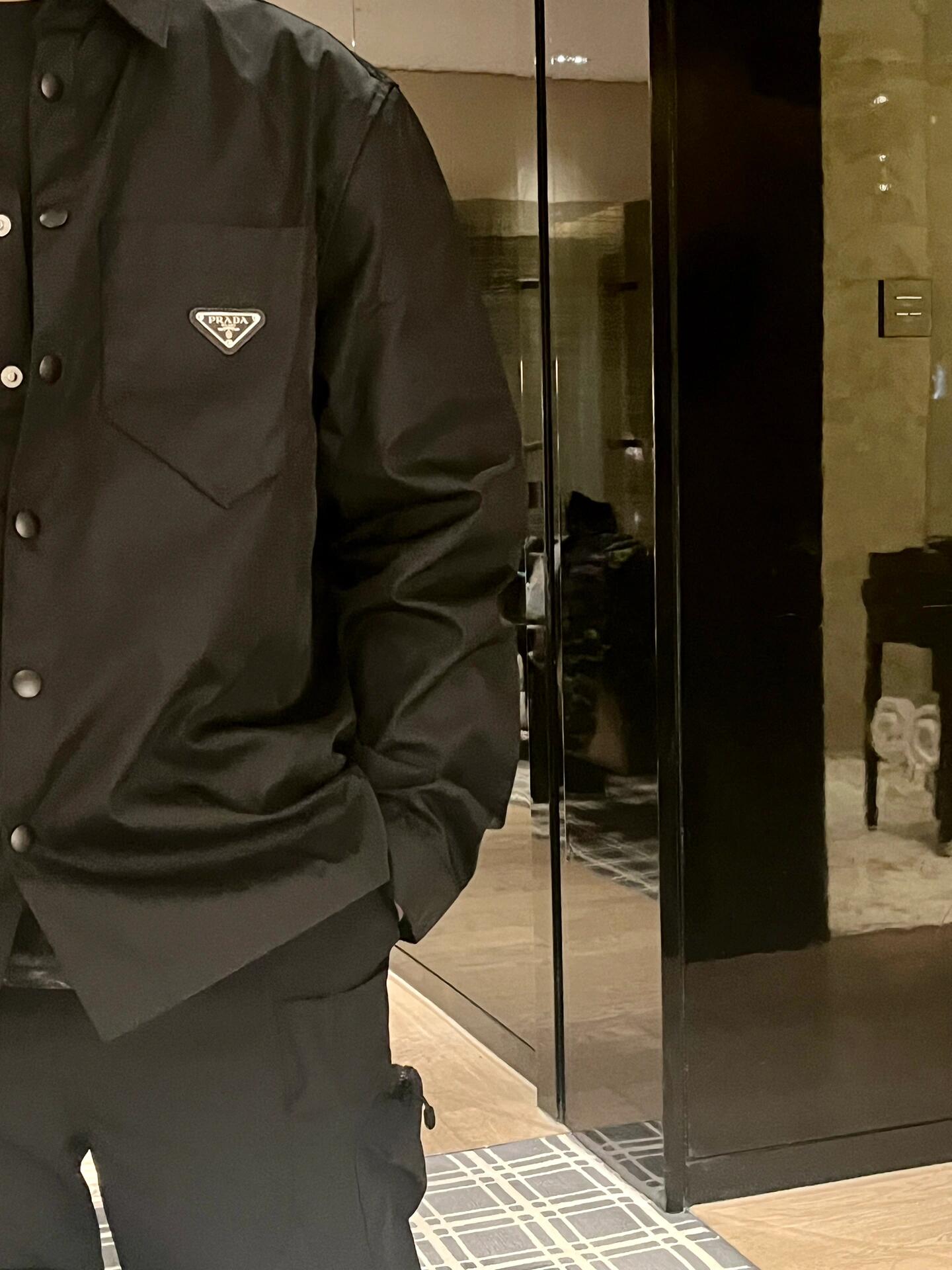 Prada Re Nylon Pocket Triangle Logo Nylon Shirt Jacket – Image 3 Prada Re Nylon Pocket Triangle Logo Nylon Shirt Jacket – Image 3