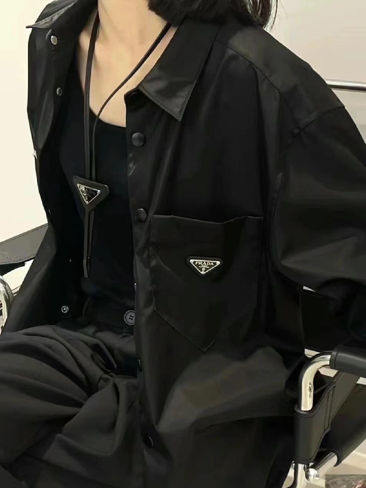 Prada Re Nylon Pocket Triangle Logo Nylon Shirt Jacket – Image 1 Prada Re Nylon Pocket Triangle Logo Nylon Shirt Jacket – Image 1