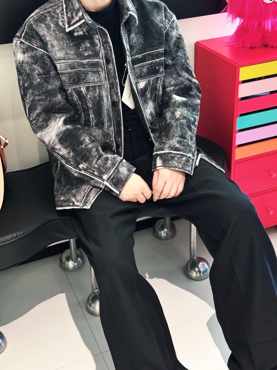 Alexander Wang Distressed Print Graphic Jacket – Image 3 Alexander Wang Distressed Print Graphic Jacket – Image 3