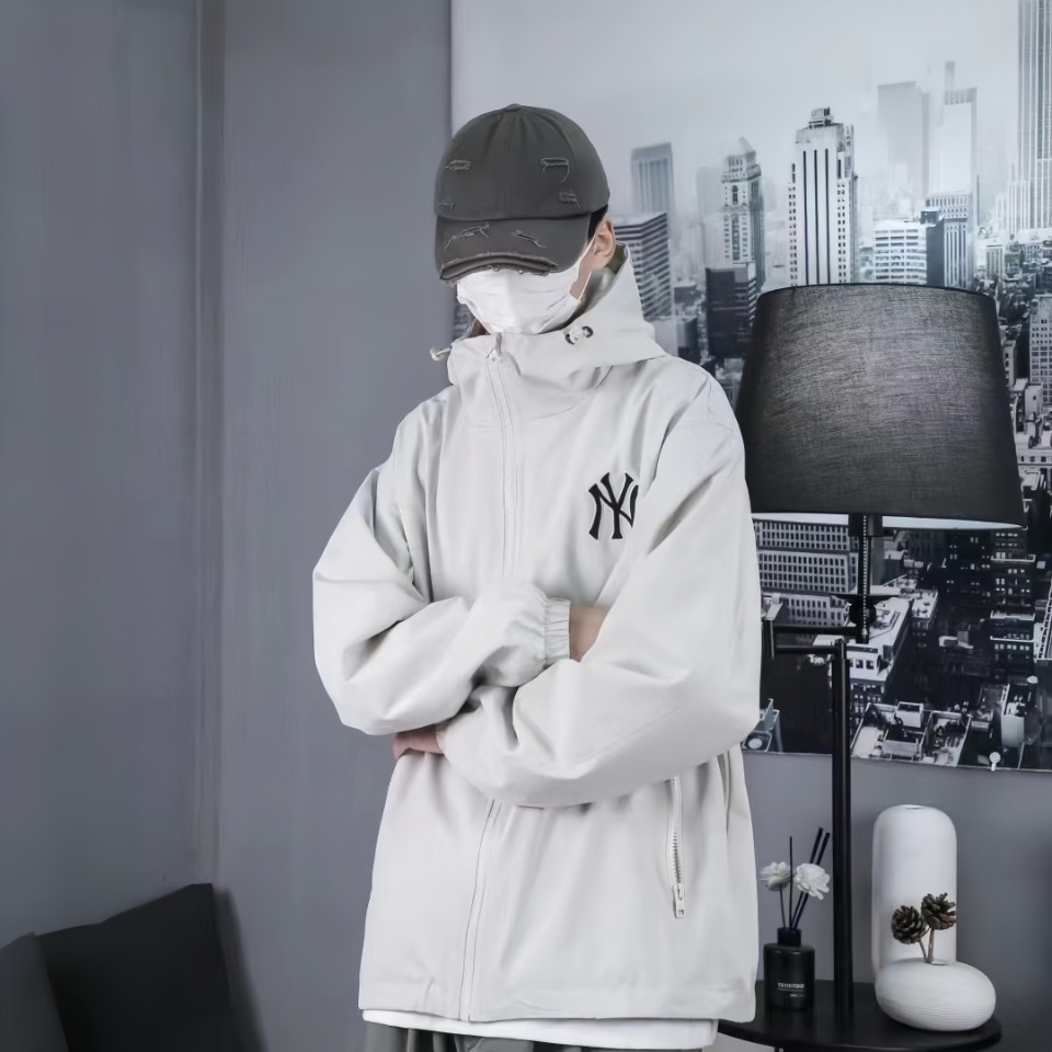 Mlb Ny Signature Lettering Back Print Hooded Jacket White – Image 3 Mlb Ny Signature Lettering Back Print Hooded Jacket White – Image 3