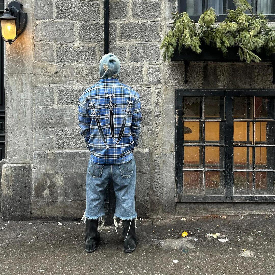 Thug Club Sword Embroidery Plaid Shirt Jacket &ndash; Image 2
