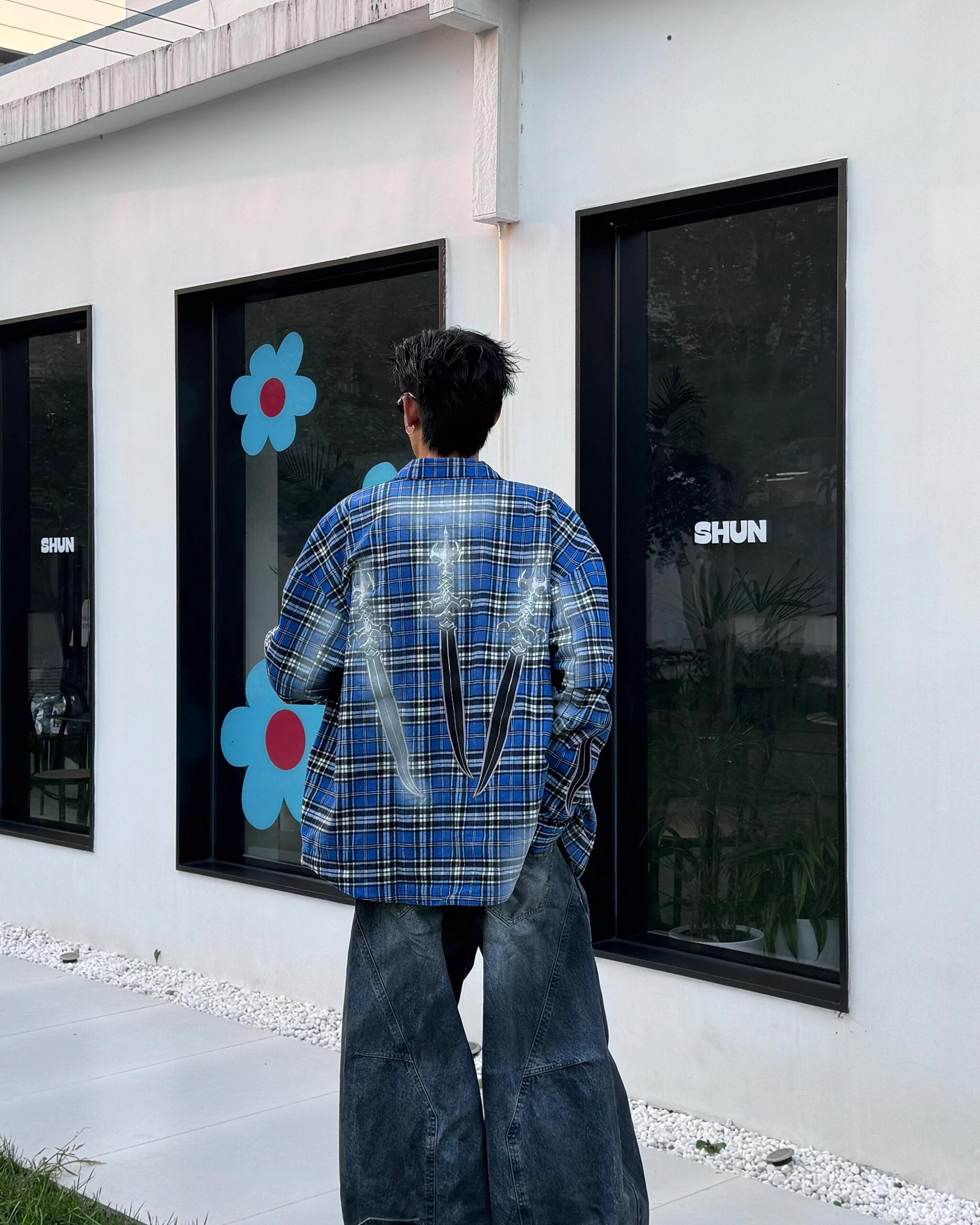 Thug Club Sword Embroidery Plaid Shirt Jacket &ndash; Image 5