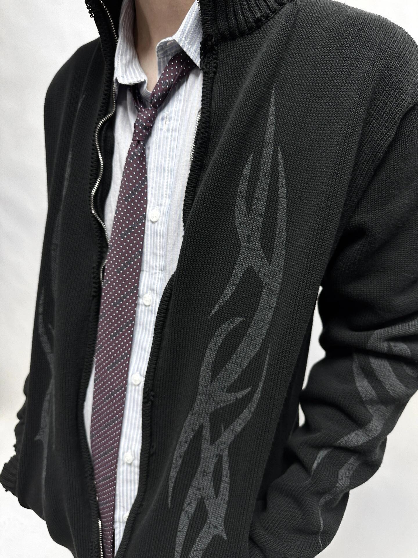 Blcg Flame Totem Distressed Destroyed Cardigan Jacket &ndash; Image 2