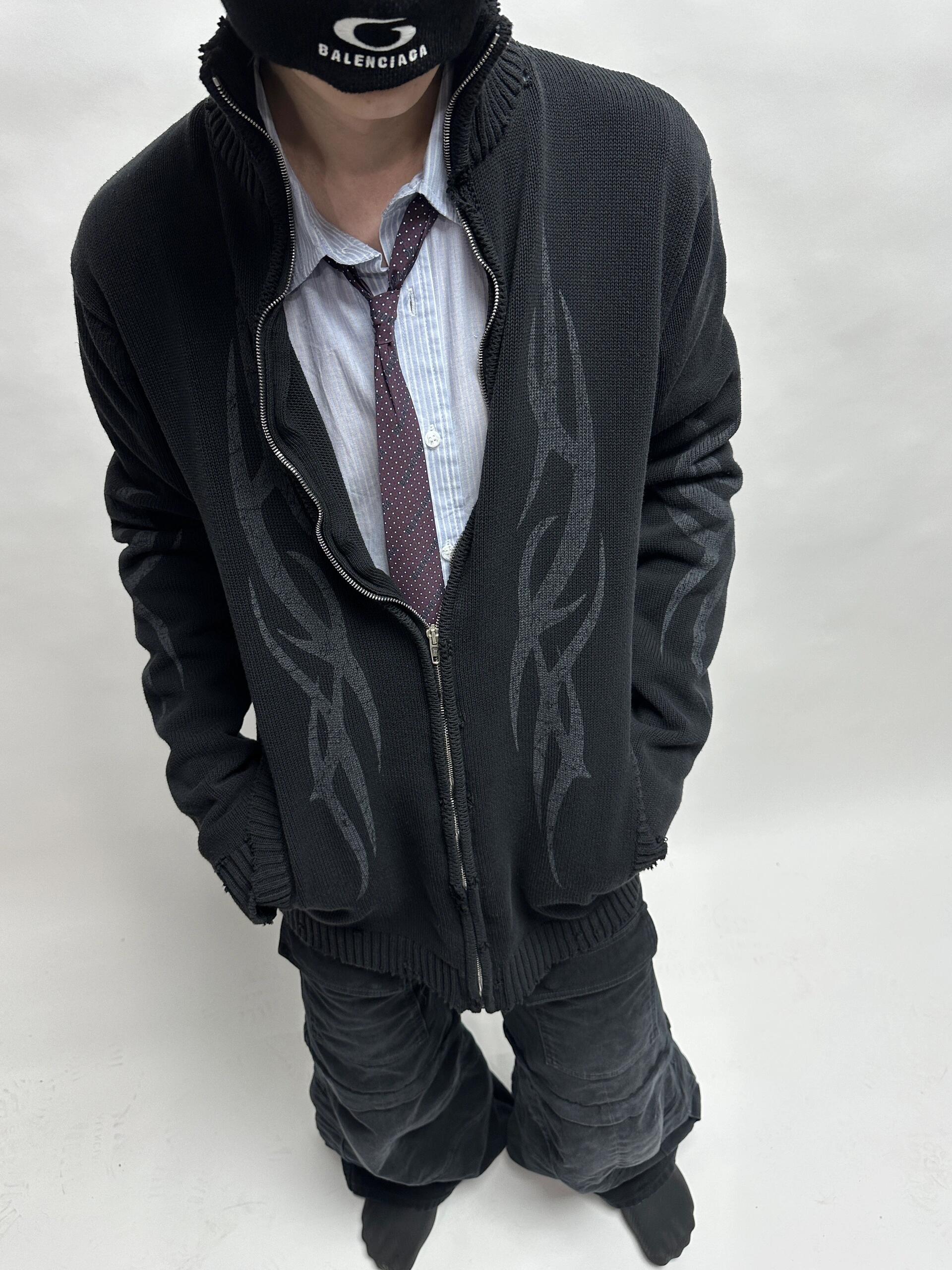 Blcg Flame Totem Distressed Destroyed Cardigan Jacket &ndash; Image 5