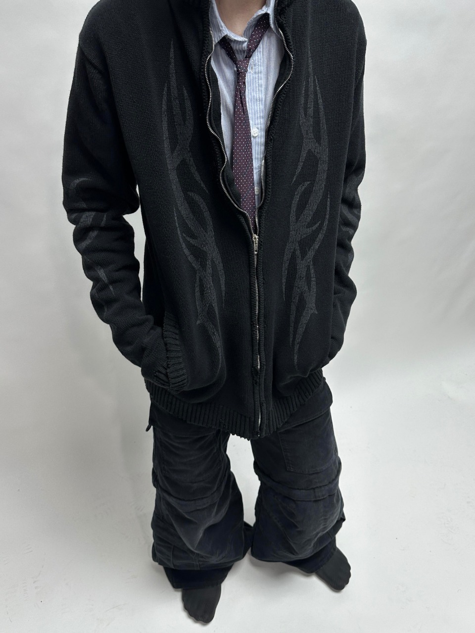 Blcg Flame Totem Distressed Destroyed Cardigan Jacket &ndash; Image 3