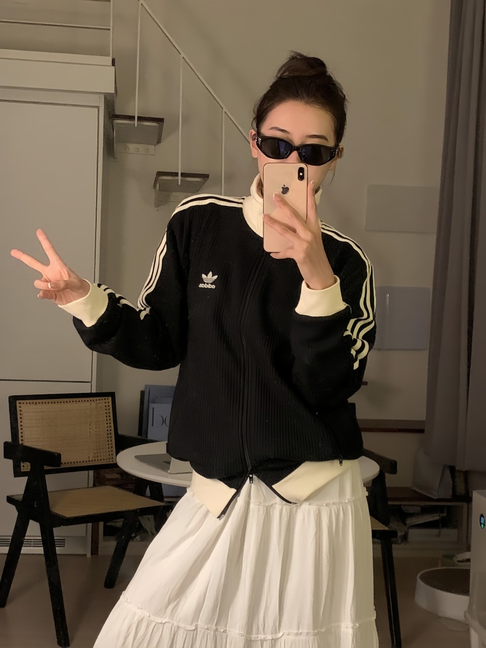 Adidas Trefoil Waffle Textured Jacket Black – Image 7 Adidas Trefoil Waffle Textured Jacket Black – Image 7